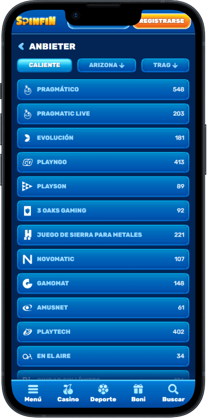 Spinfin Casino Proveedores